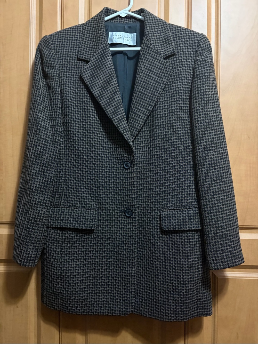 Ellen Tracy Brown Houndstooth Blazer Jacket
